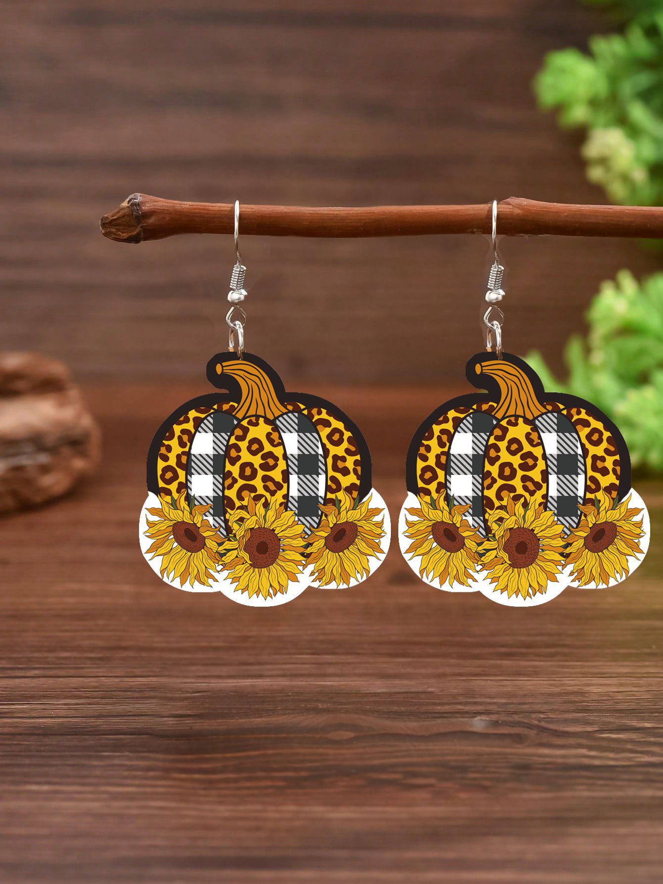 Wholesale Leather Thanksgiving Pumpkin Earrings